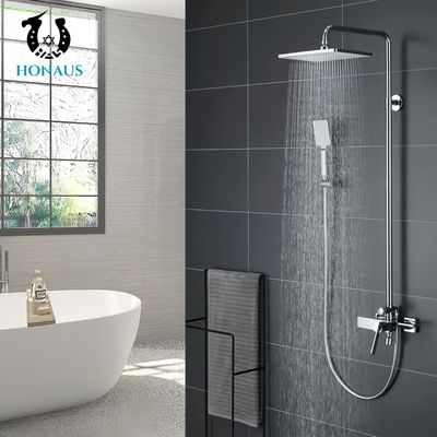 White Exposed Valve Showers Brass Triple Handles Elegant Design