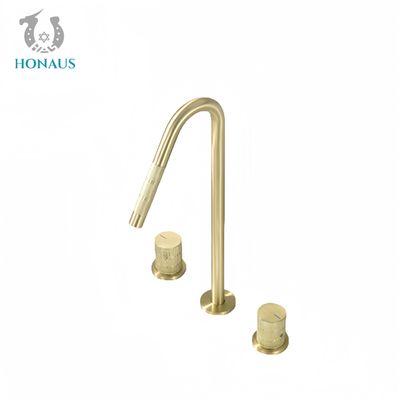 Luxury Wash Basin Faucet Copper Body Electroplated Golden Two Handles Mixer