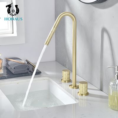 Luxury Wash Basin Faucet Copper Body Electroplated Golden Two Handles Mixer