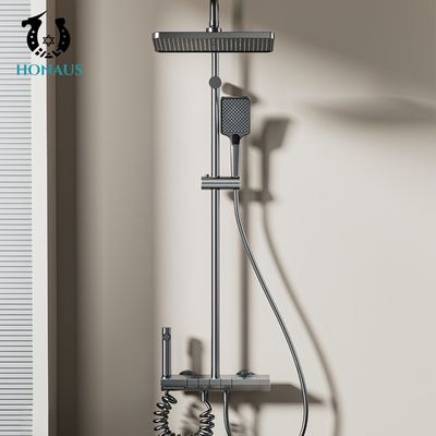 Thermostatic Exposed Valve Showers Four Handles High Quality Aluminum Digital Display